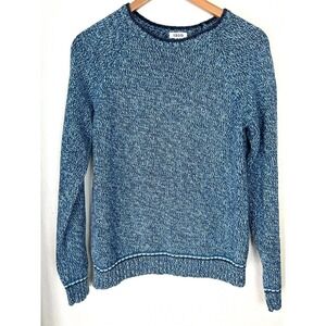 IZOD Sweater Womens Medium Heavy Knit Blue Heathered 100% Cotton Long Sleeve
